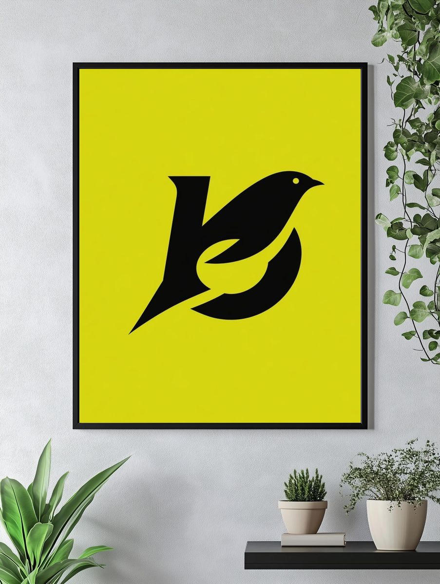Abstract Bird Monogram Poster. — room view 4
