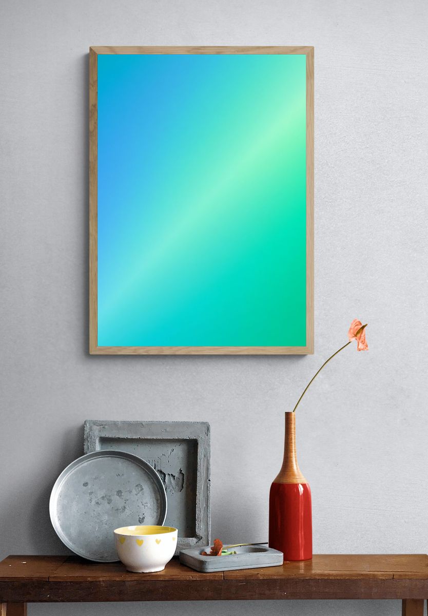 Blue Green Gradient Abstract Poster. — room view 3