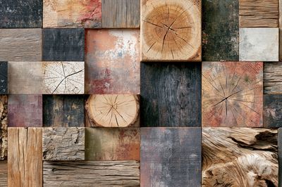 Rustic Wood Texture Collage Print.