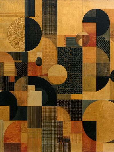 Golden Geometric Abstract Poster.