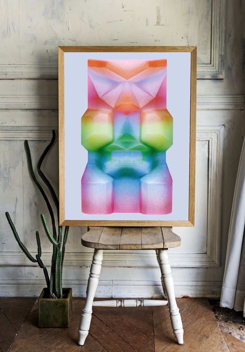 Prismatic Geometric Abstract Poster. — room view 1