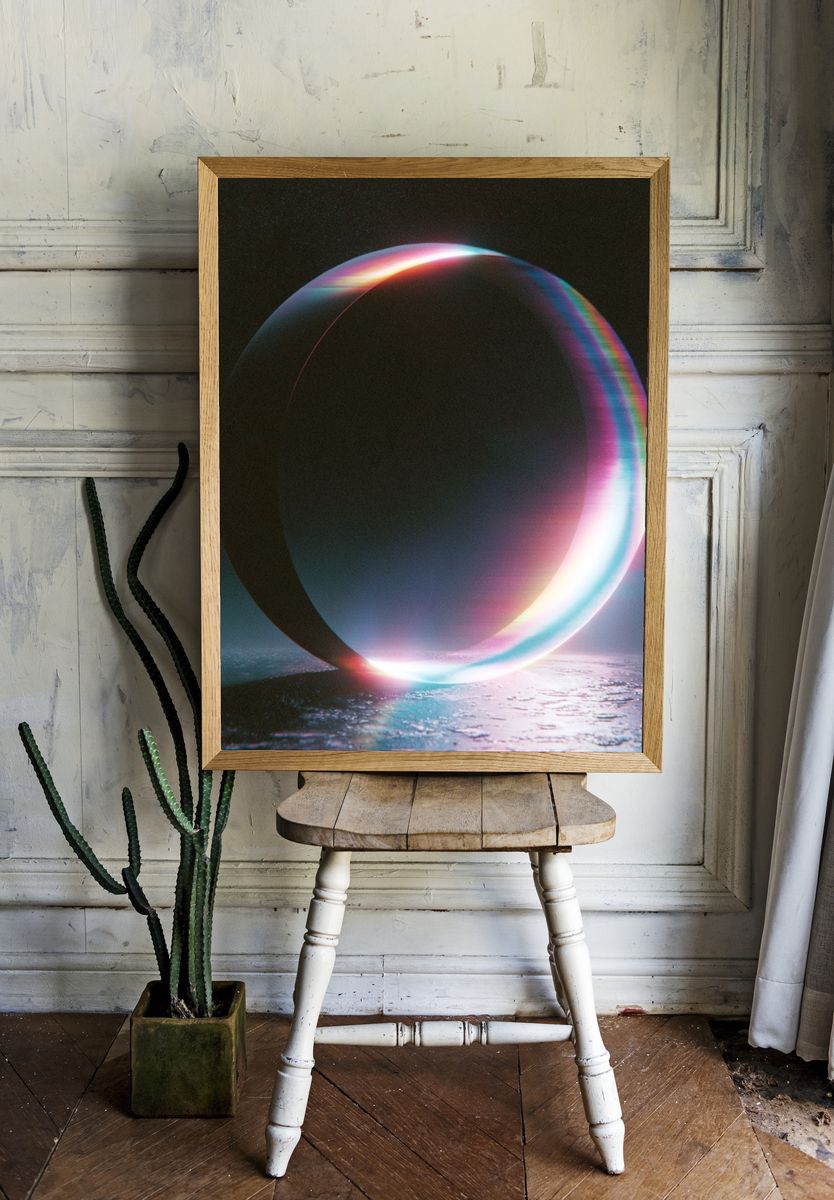 Neon Prism Ring Abstract Poster. room preview