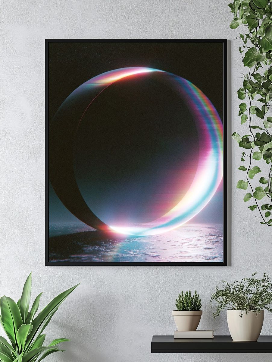 Neon Prism Ring Abstract Poster. — room view 4