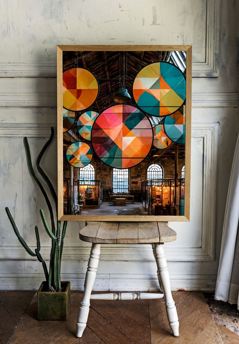 Geometric Color Circles Poster. — room view 1