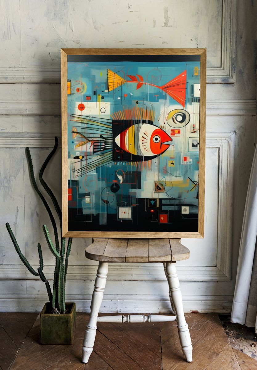 Abstract Fish Geometry Poster. — room view 1