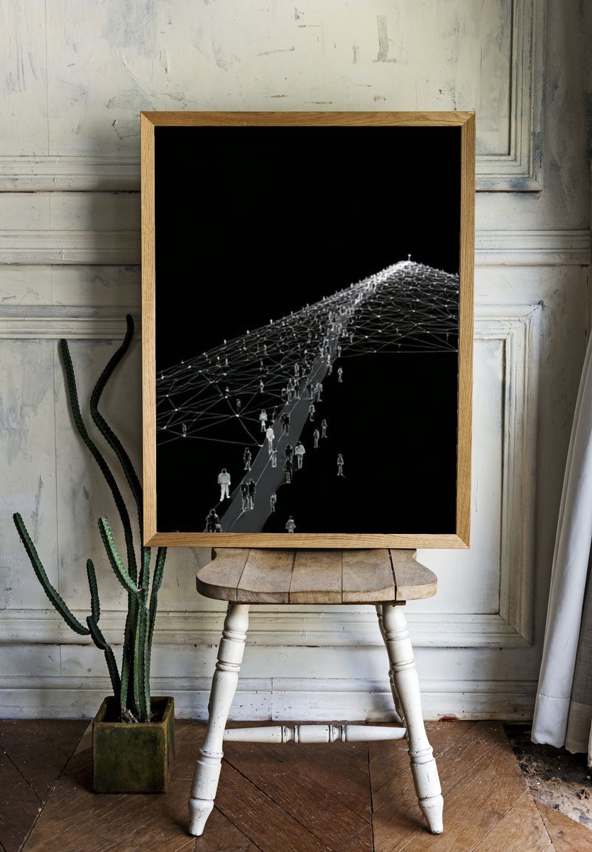 Connected Figures Abstract Print. — room view 1