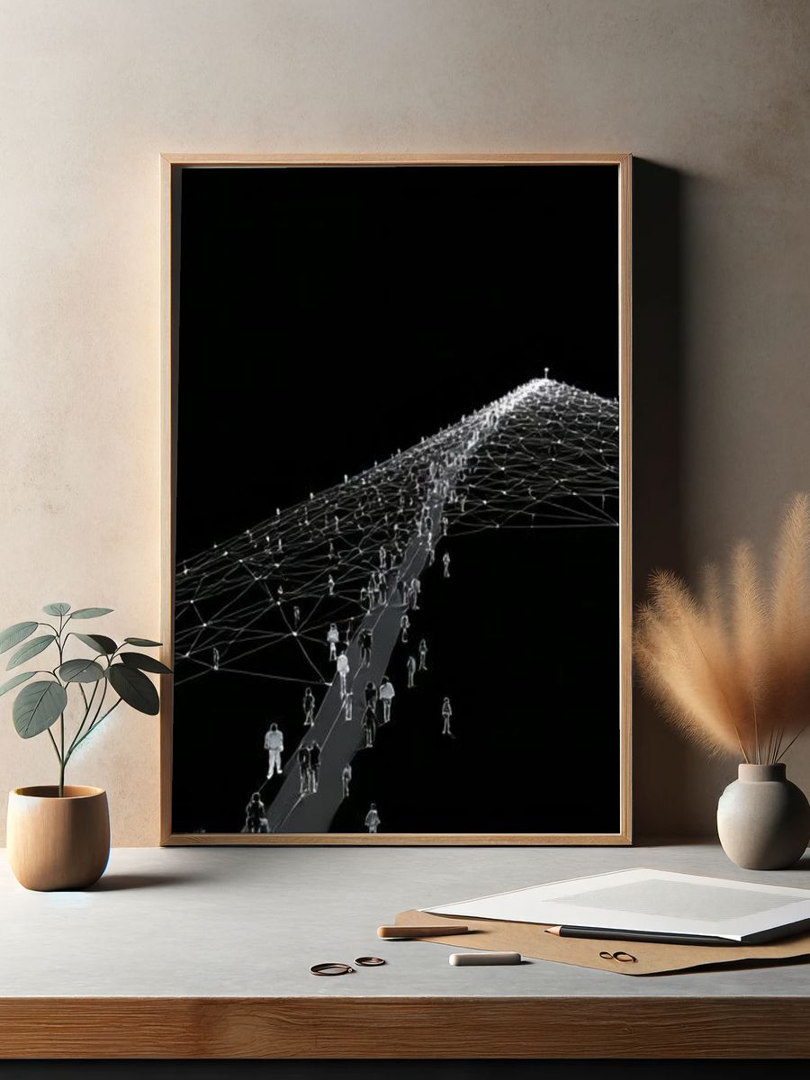 Connected Figures Abstract Print. — room view 2