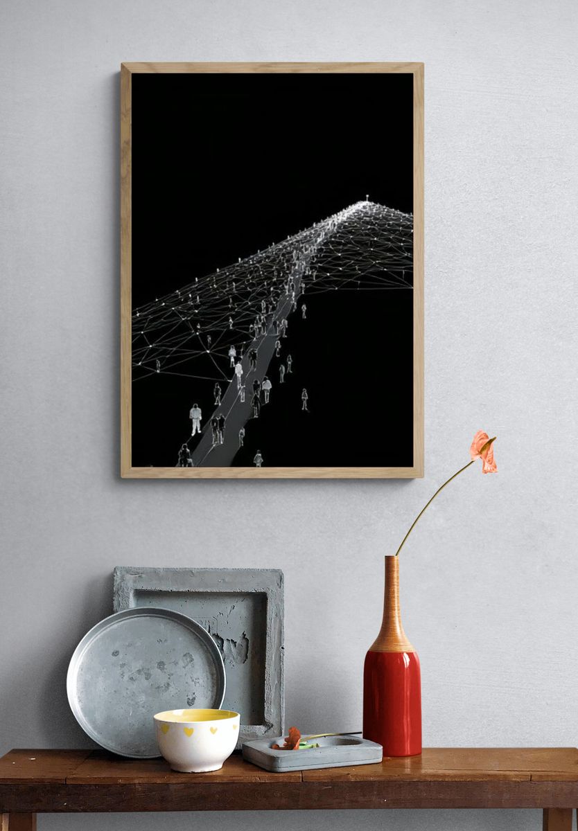 Connected Figures Abstract Print. — room view 3