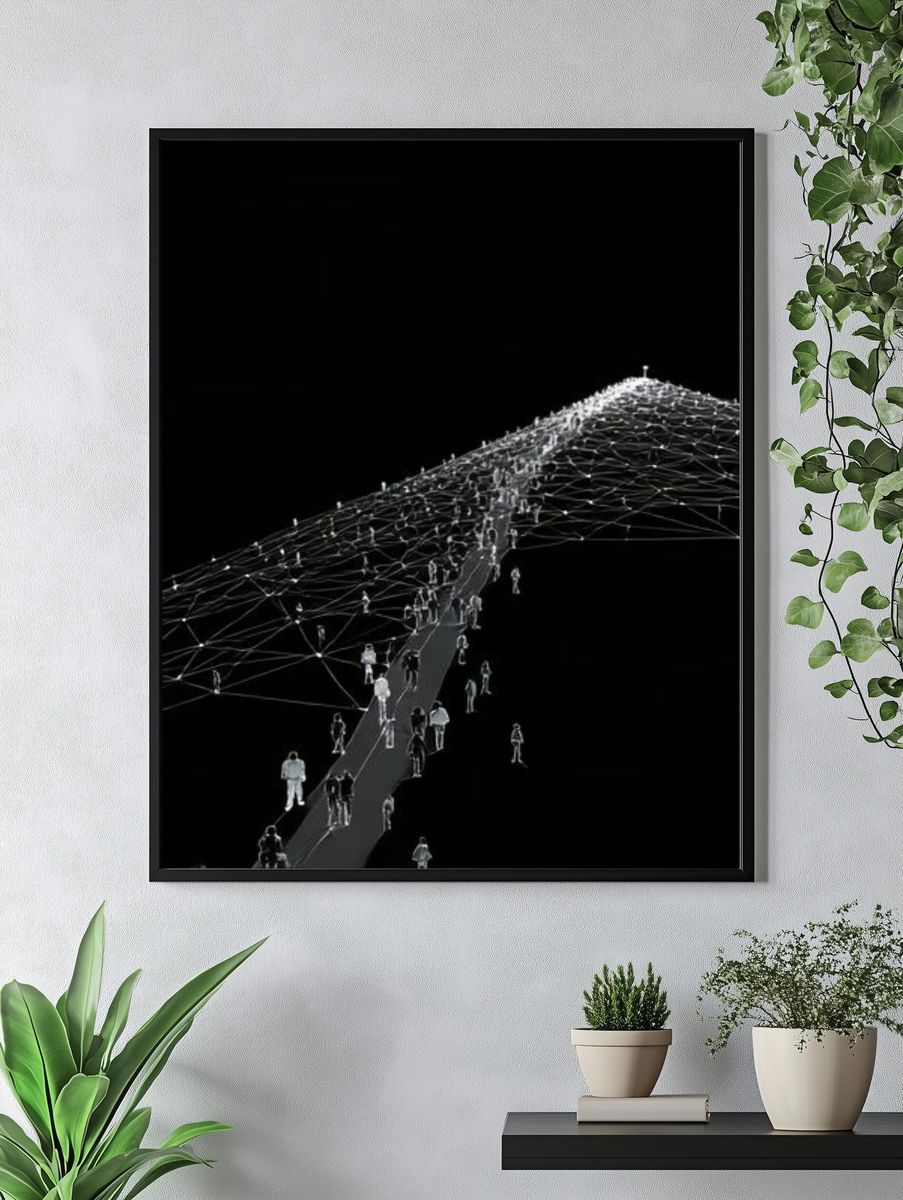 Connected Figures Abstract Print. — room view 4