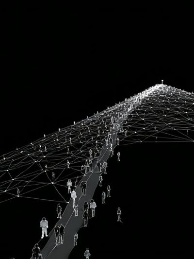 Connected Figures Abstract Print. poster