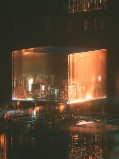 Glowing Glass Cube Abstract Print. poster