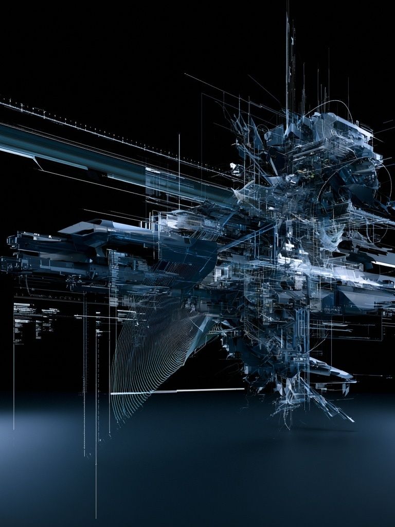 Futuristic Blue Glitch Abstract Poster. poster — abstract art