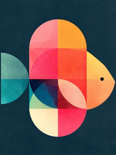 Geometric Fish Abstract Poster.