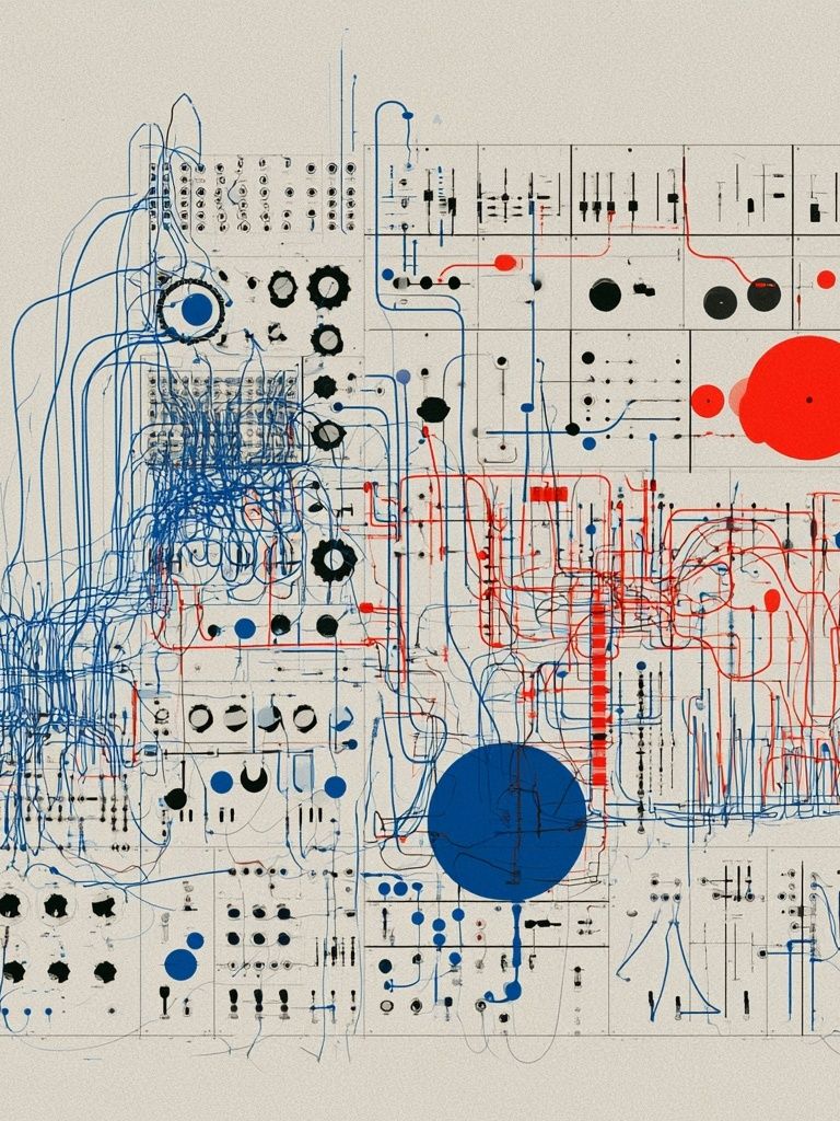 Blue Red Circuit Abstract Poster. poster — abstract art