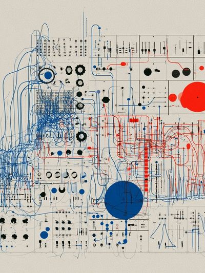 Blue Red Circuit Abstract Poster. poster