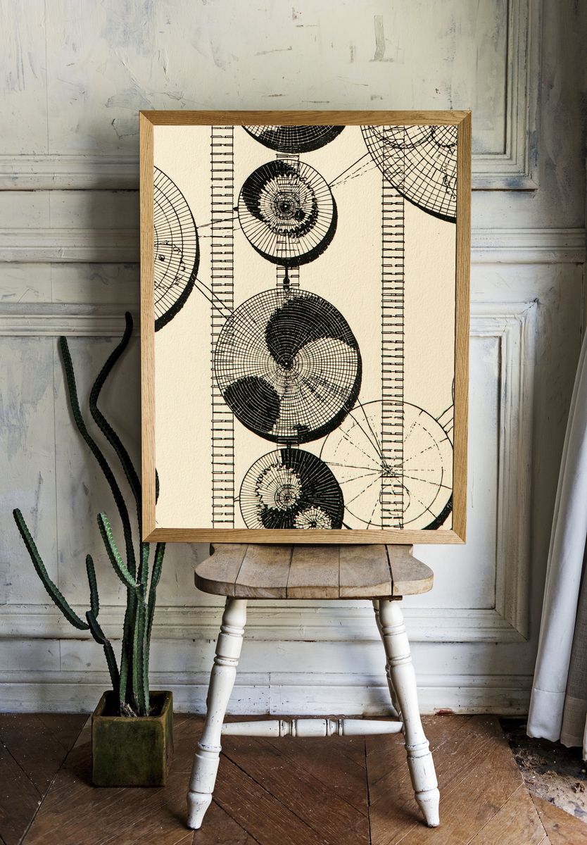 Abstract Circular Grid Poster. — room view 1