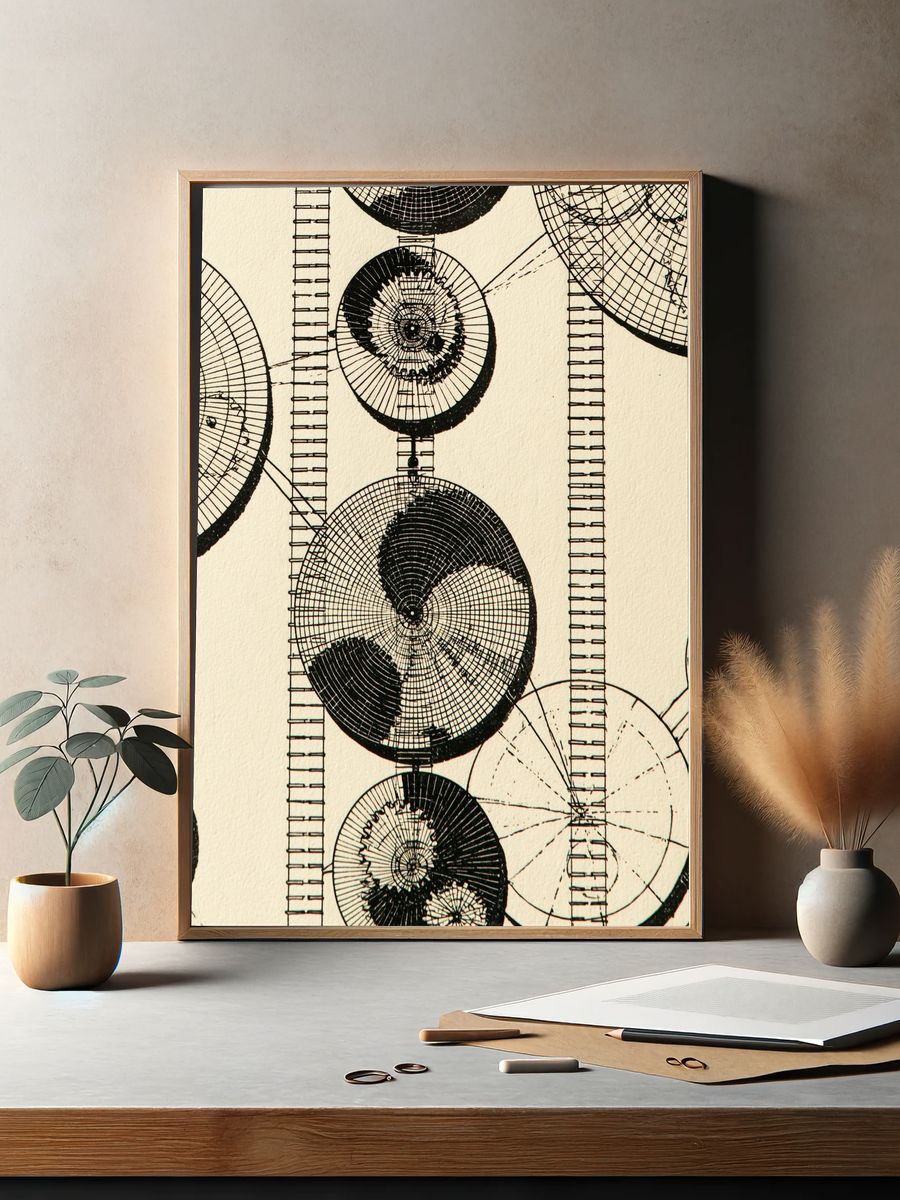 Abstract Circular Grid Poster. — room view 2