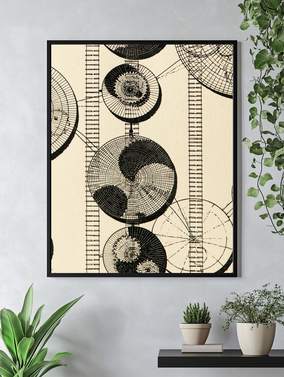 Abstract Circular Grid Poster. — room view 4