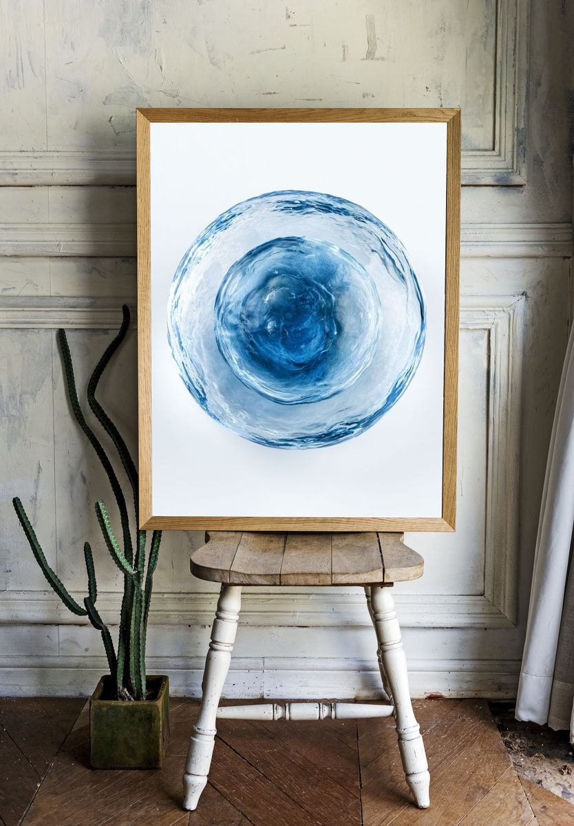 Blue Water Orb Abstract Poster. room preview