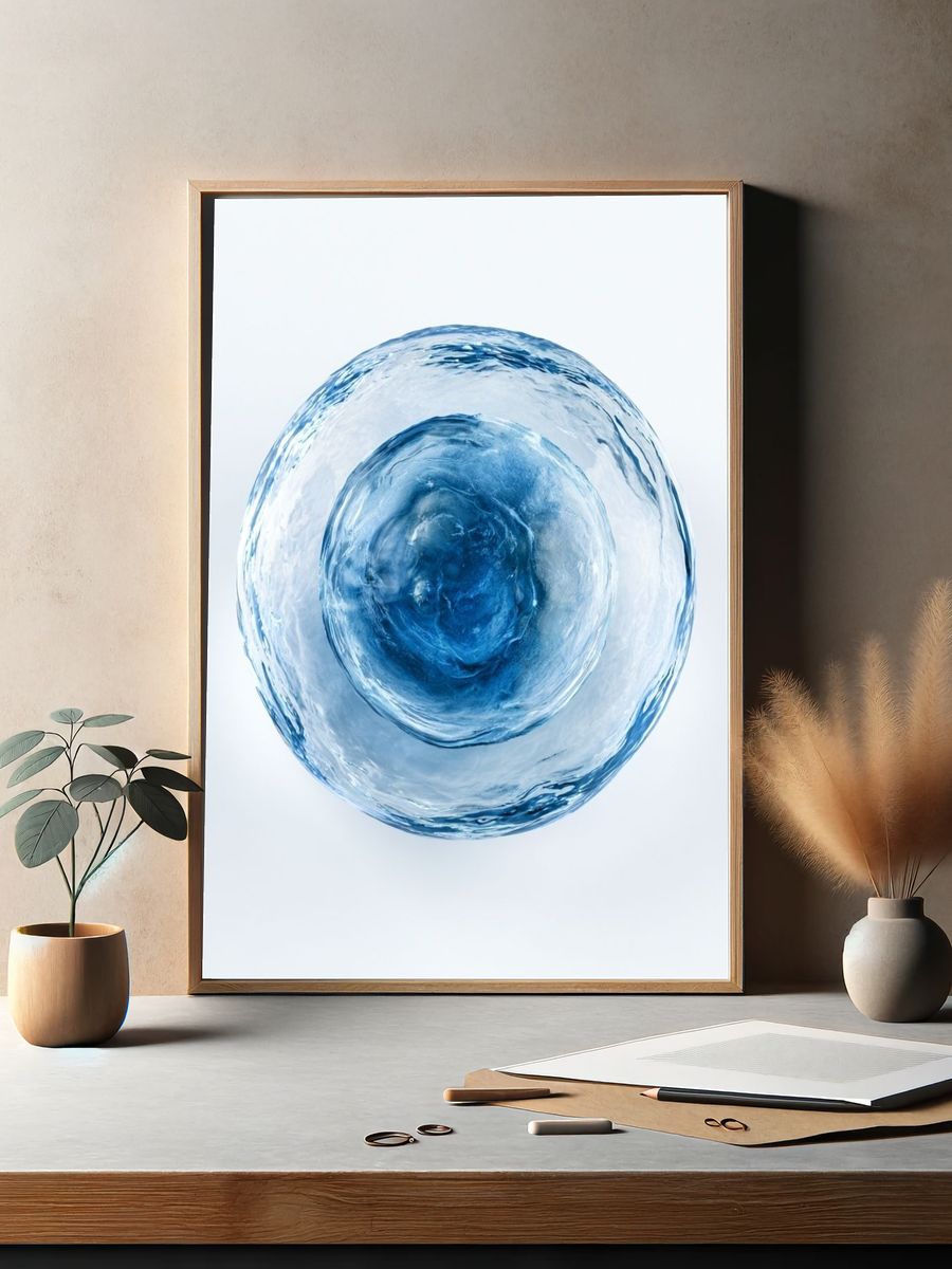Blue Water Orb Abstract Poster. — room view 2