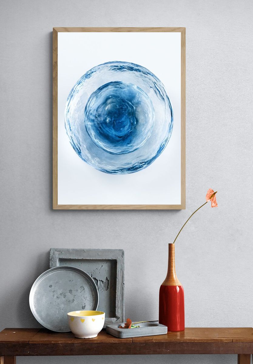 Blue Water Orb Abstract Poster. — room view 3
