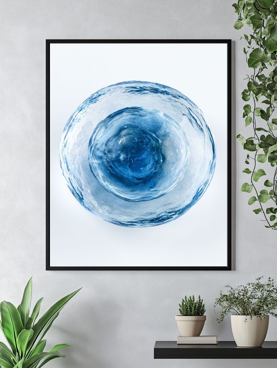 Blue Water Orb Abstract Poster. — room view 4