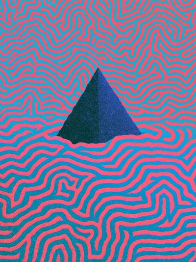 Neon Maze Pyramid Abstract Poster. poster