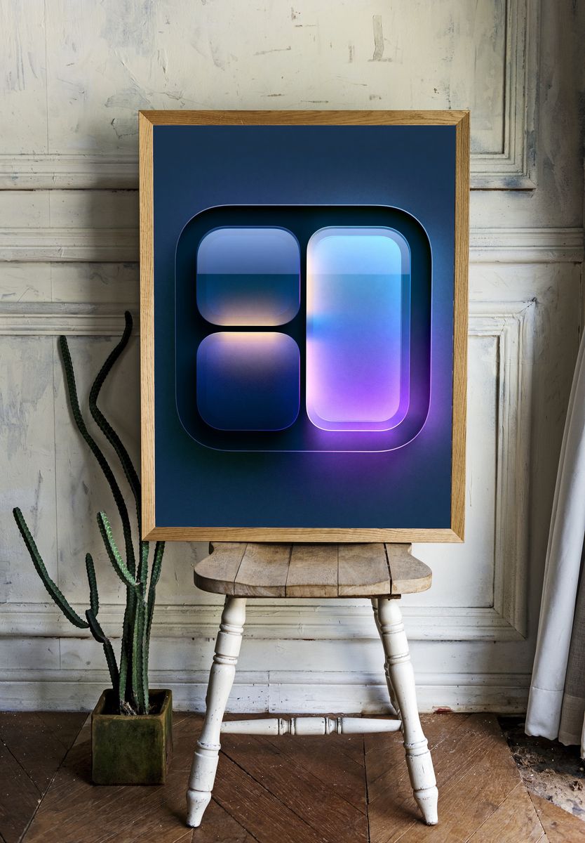 Neon Glass Geometry Abstract Poster. room preview
