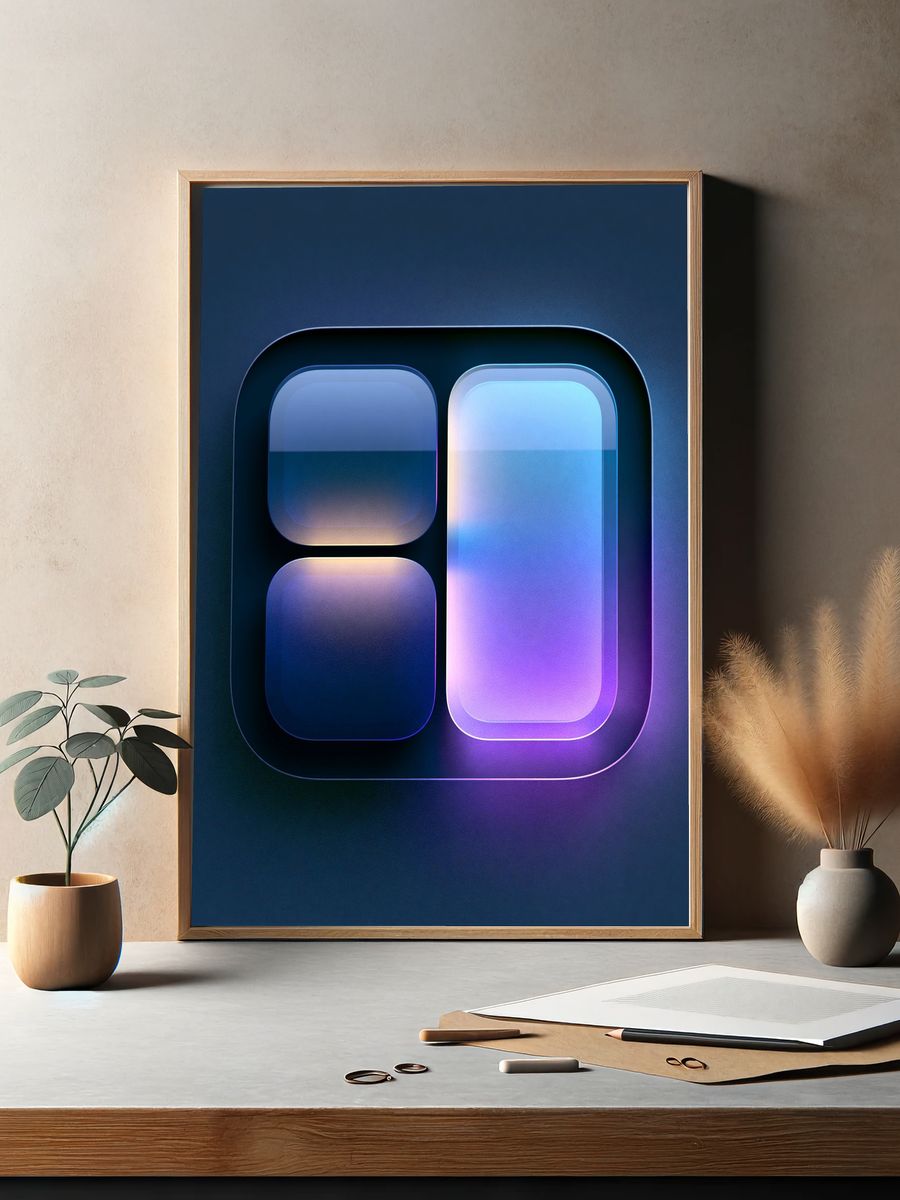 Neon Glass Geometry Abstract Poster. — room view 2
