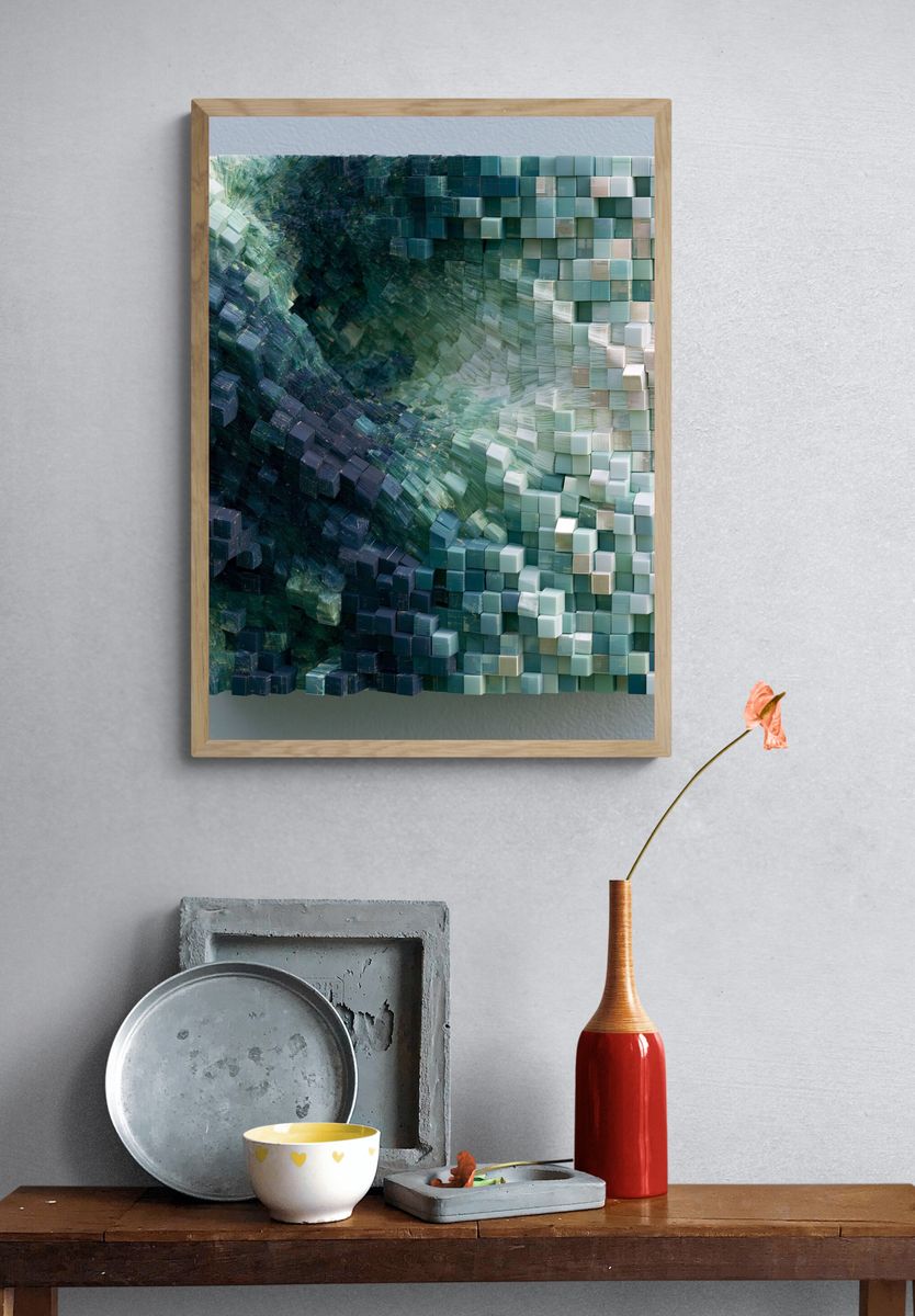 Oceanic Cubes Abstract Poster. — room view 3