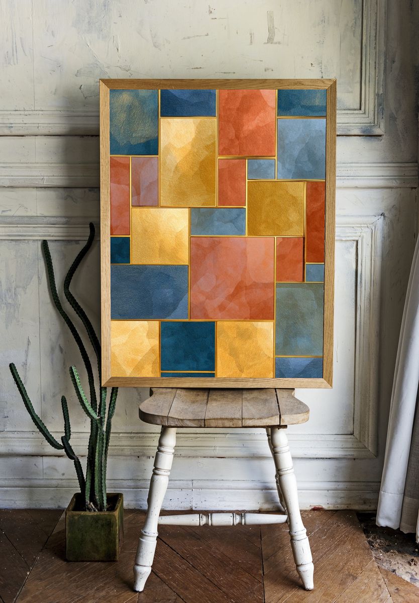 Geometric Color Block Abstract Poster. room preview