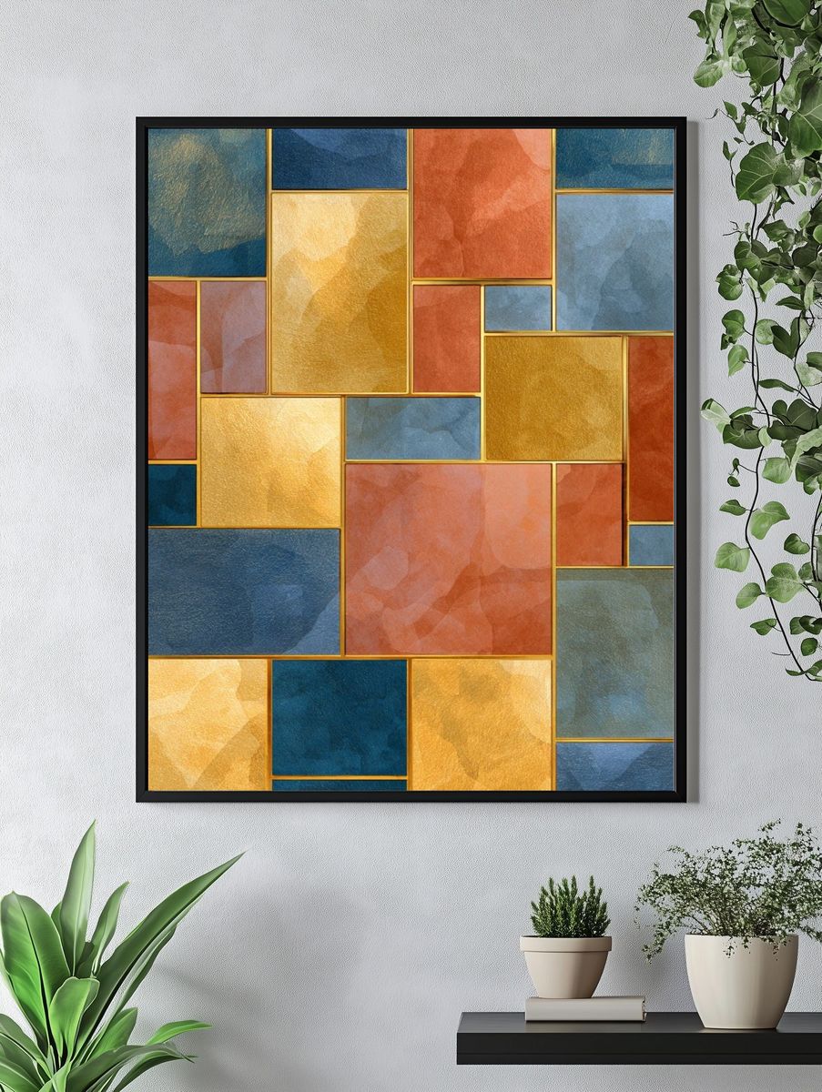 Geometric Color Block Abstract Poster. — room view 4