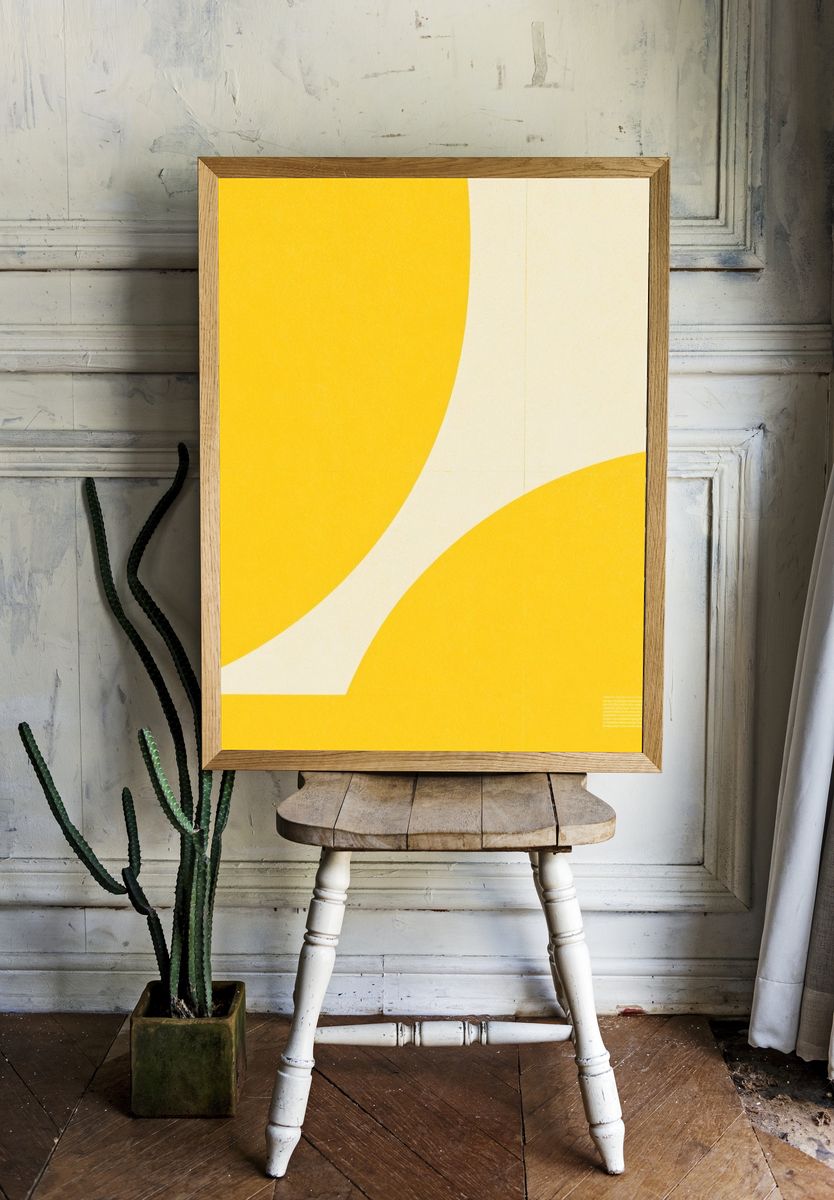 Yellow Curves Abstract Poster. — room view 1
