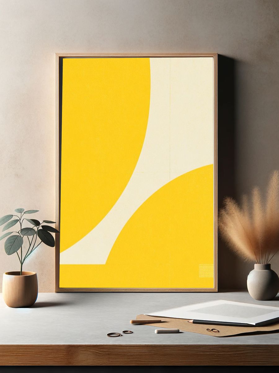 Yellow Curves Abstract Poster. — room view 2