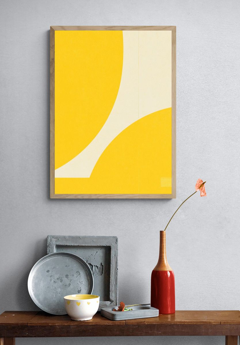 Yellow Curves Abstract Poster. — room view 3