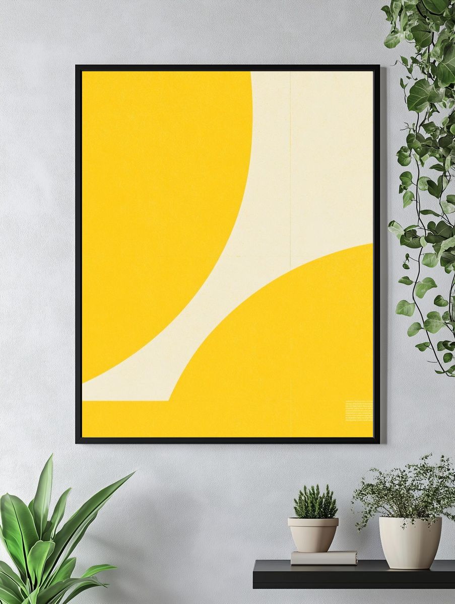 Yellow Curves Abstract Poster. — room view 4
