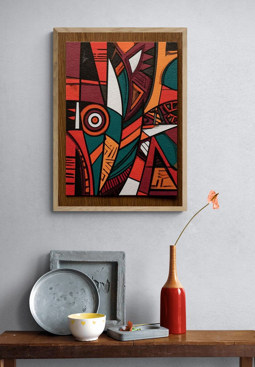 Geometric Tribal Abstract Poster. — room view 3