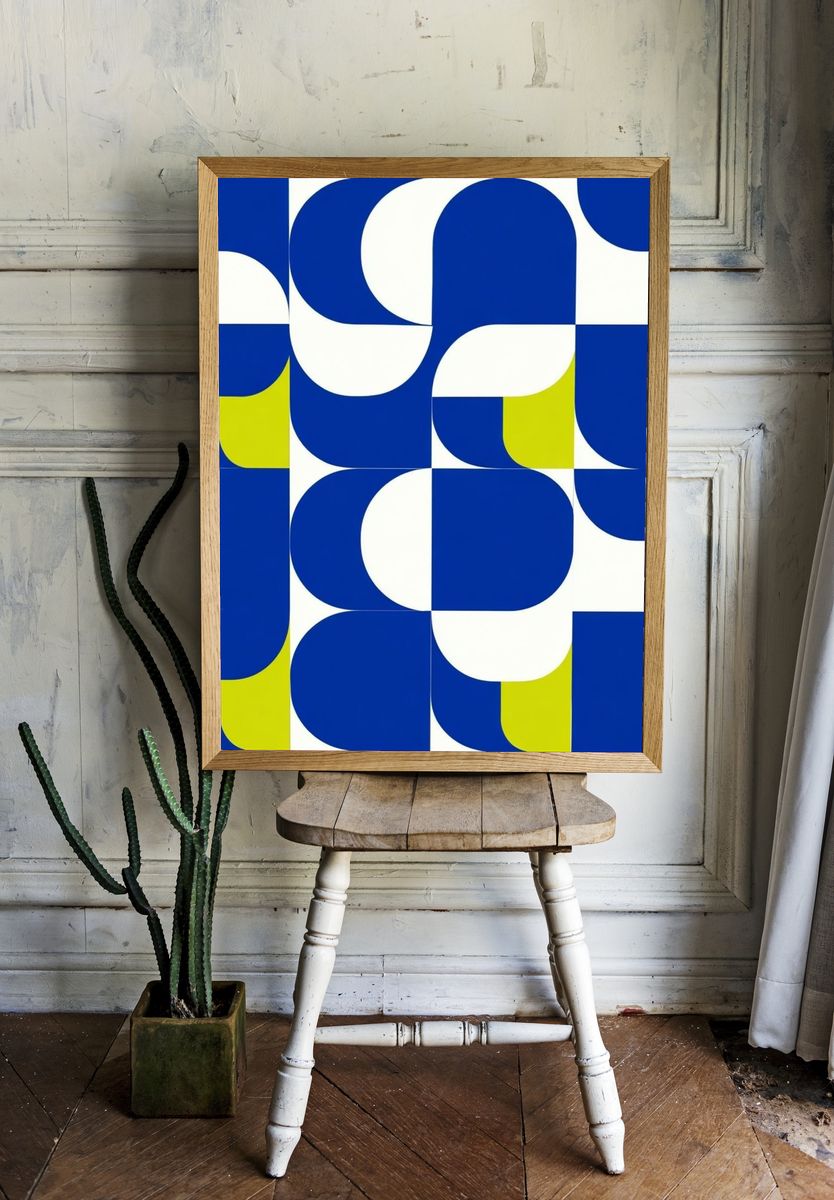 Blue Geometric Pattern Poster. room preview