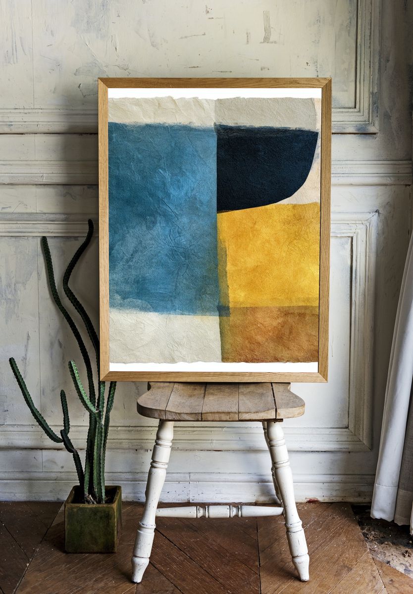 Textured Geometric Color Blocks Poster. room preview