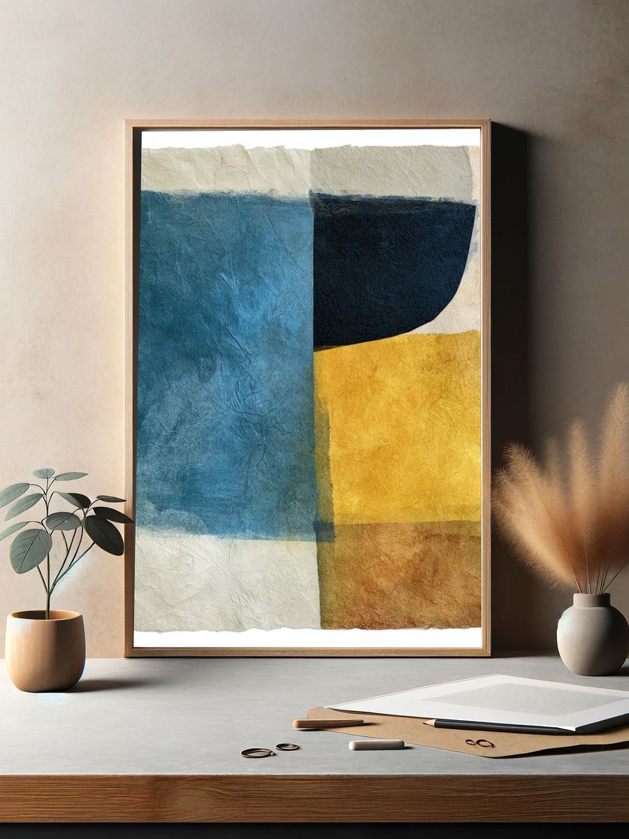 Textured Geometric Color Blocks Poster. — room view 2