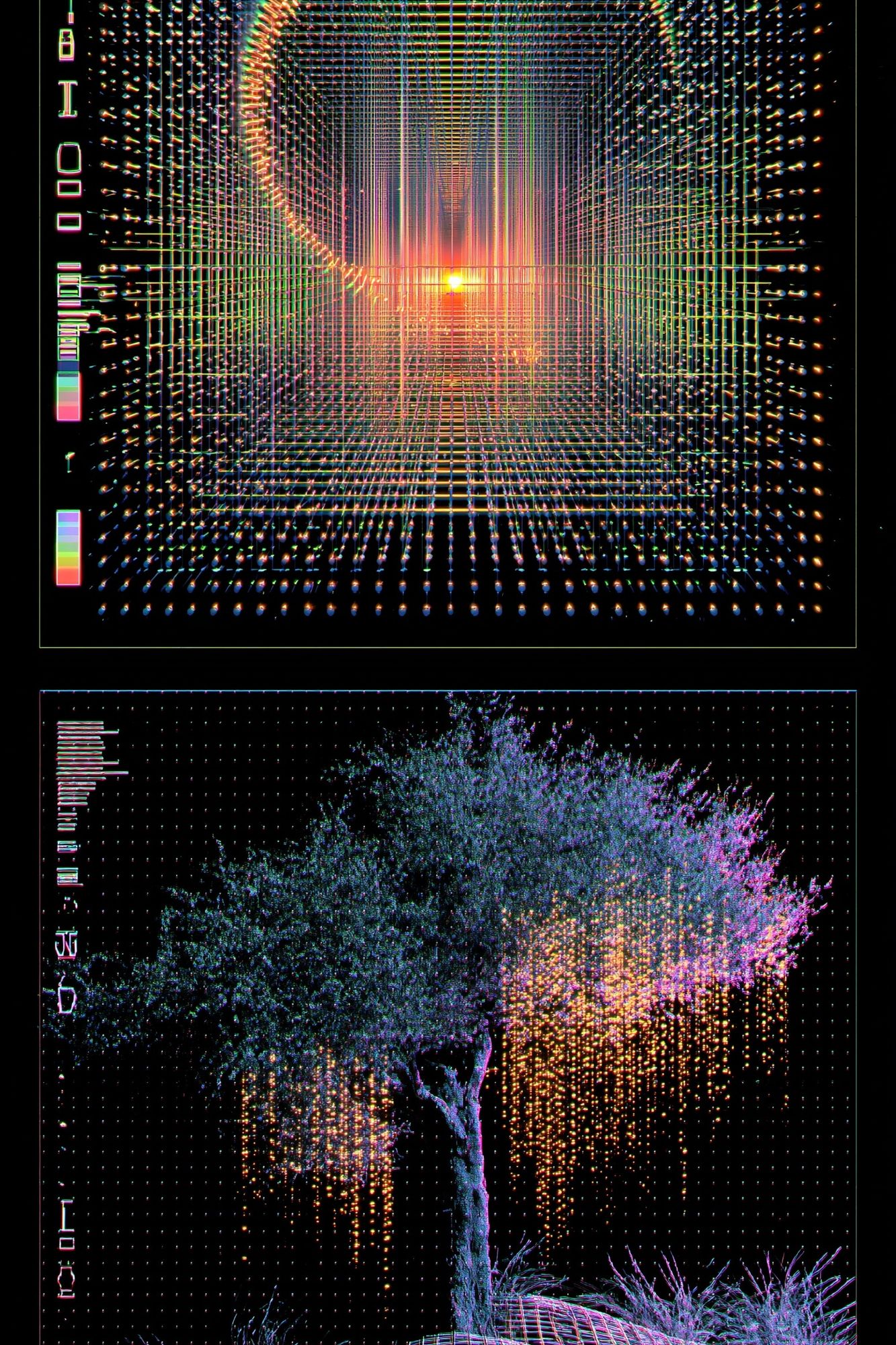 Glowing Grid Tunnel Poster. poster detail