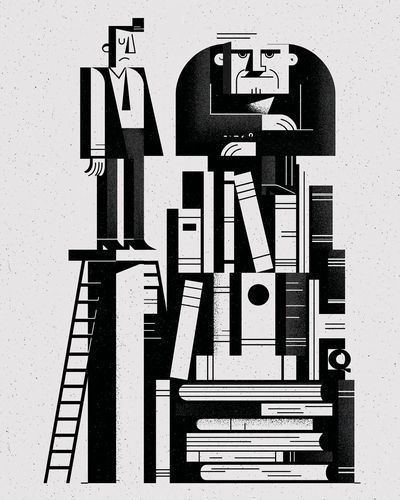 Geometric Men in Black Print. poster