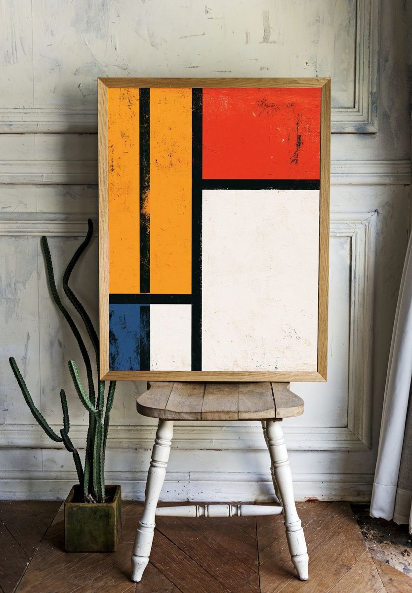 Mondrian-Inspired Geometric Abstract Poster. — room view 1