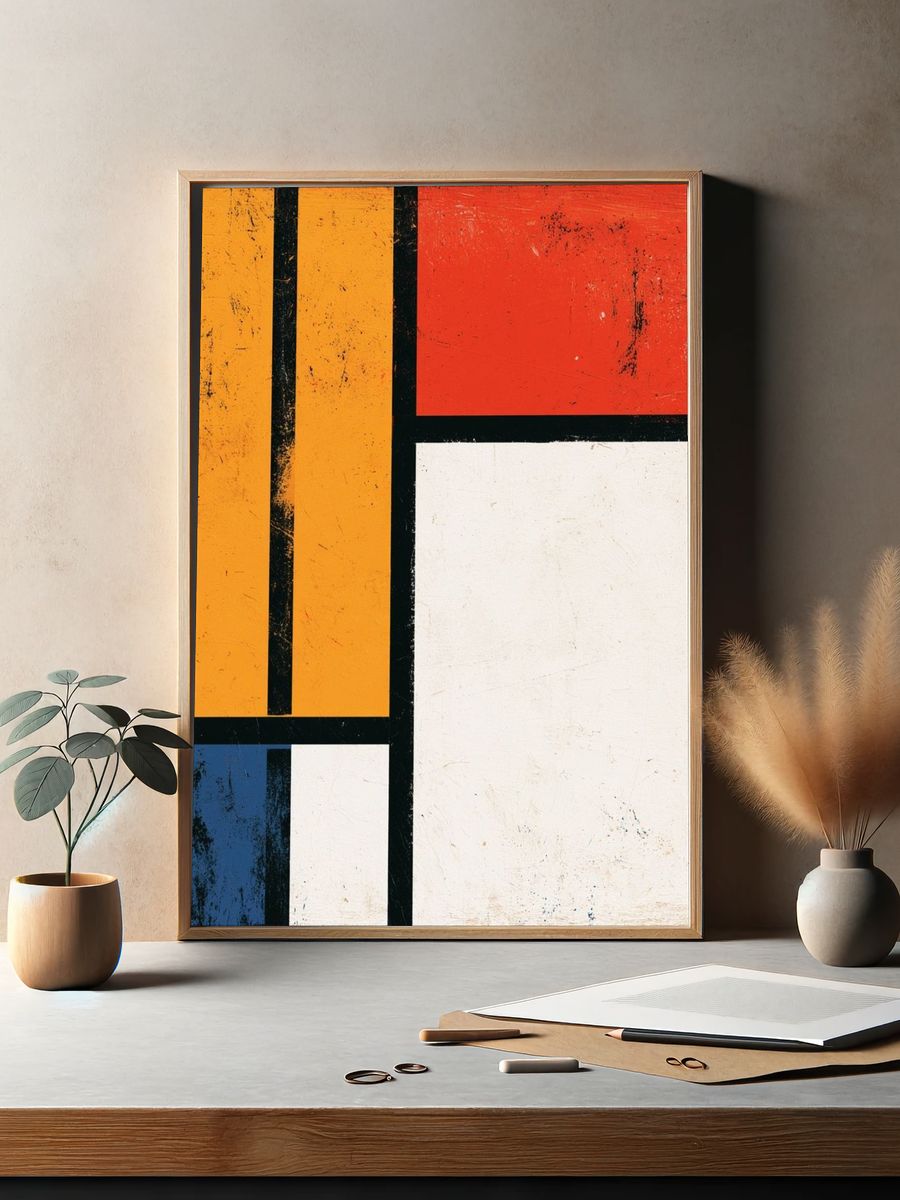 Mondrian-Inspired Geometric Abstract Poster. — room view 2
