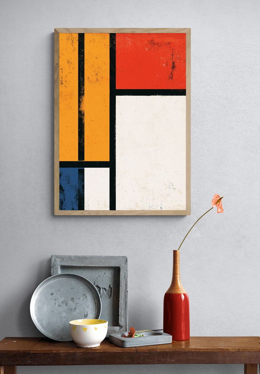 Mondrian-Inspired Geometric Abstract Poster. — room view 3