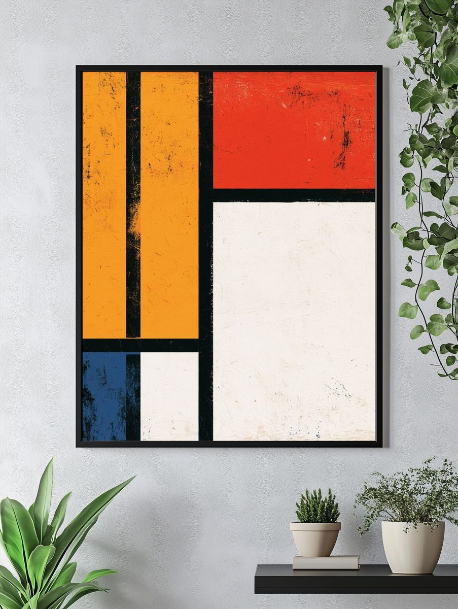 Mondrian-Inspired Geometric Abstract Poster. — room view 4