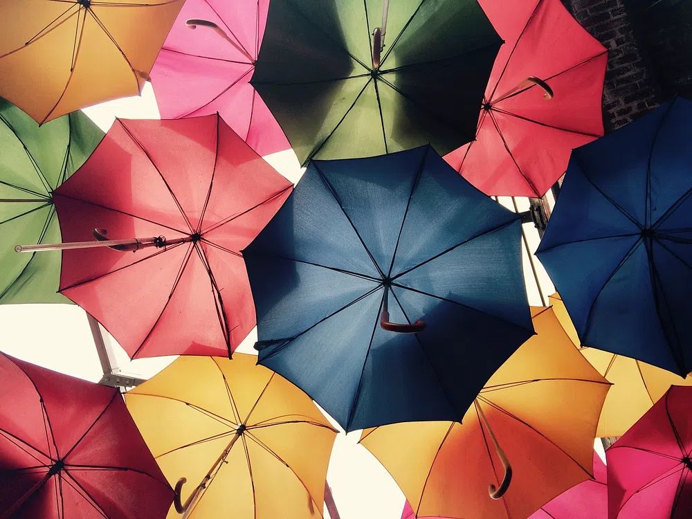 Colorful Umbrella Canopy Poster. poster detail