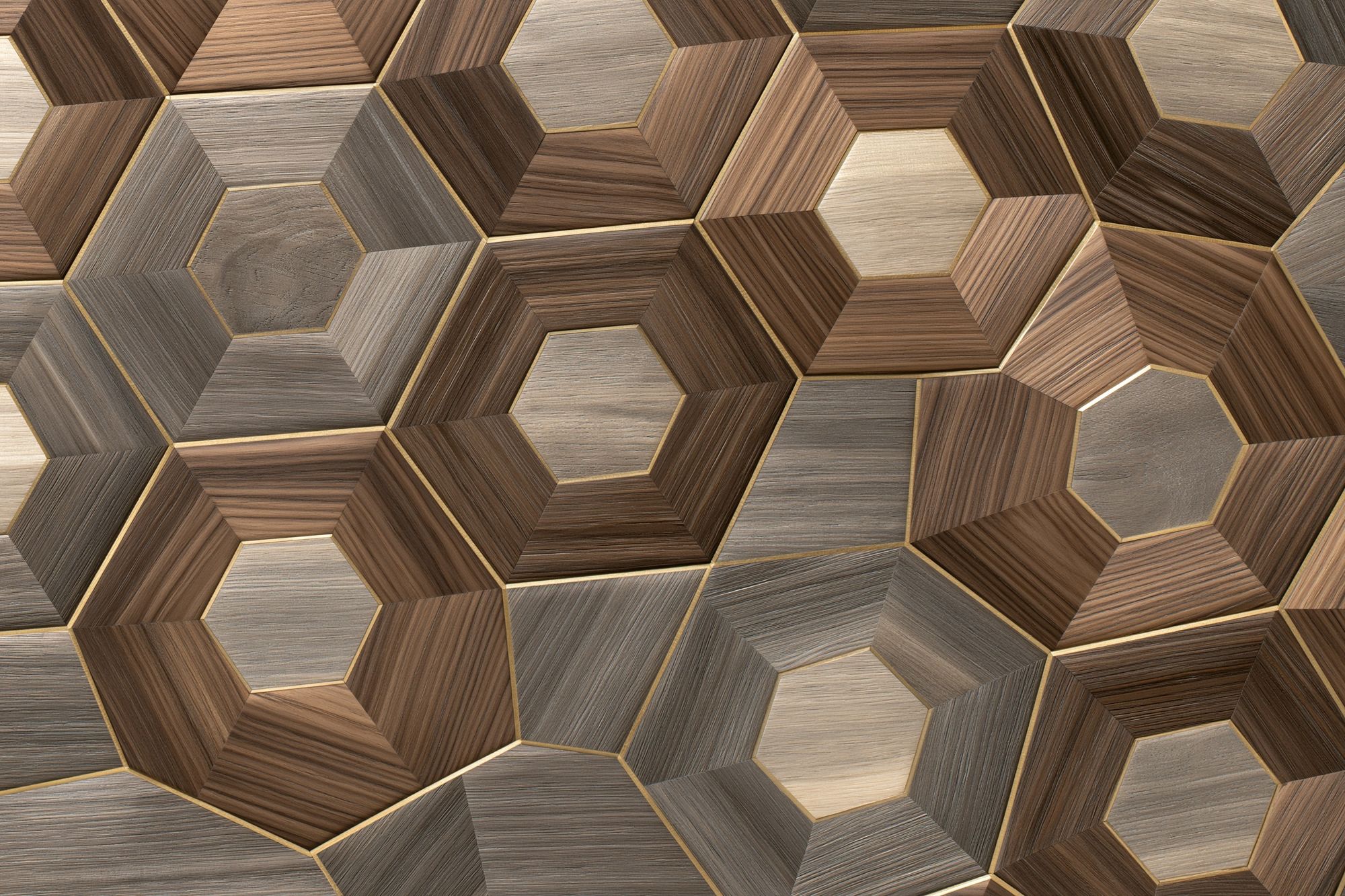 Wooden Hexagon Mosaic Abstract Poster. poster detail
