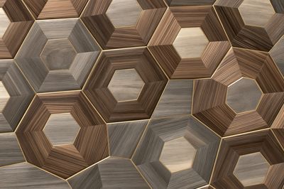 Wooden Hexagon Mosaic Abstract Poster. poster