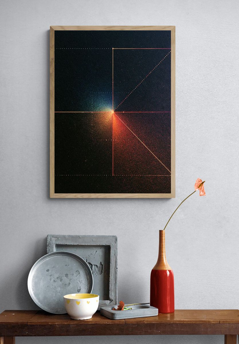 Neon Geometry Abstract Poster. — room view 3
